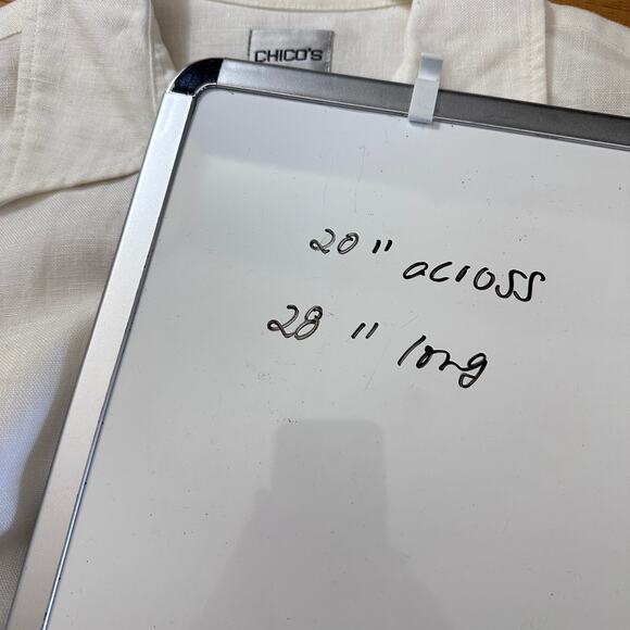 Chico's Women's LARGE Linen Button Front 3/4 Sleeve Shirt Summer Nautical White - Picture 11 of 11